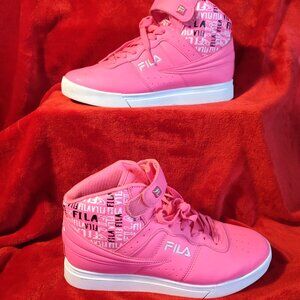 Fila Vulc 13 Bright Neon Pink Logo Straps Women's Hi-Top Sneakers Size 9